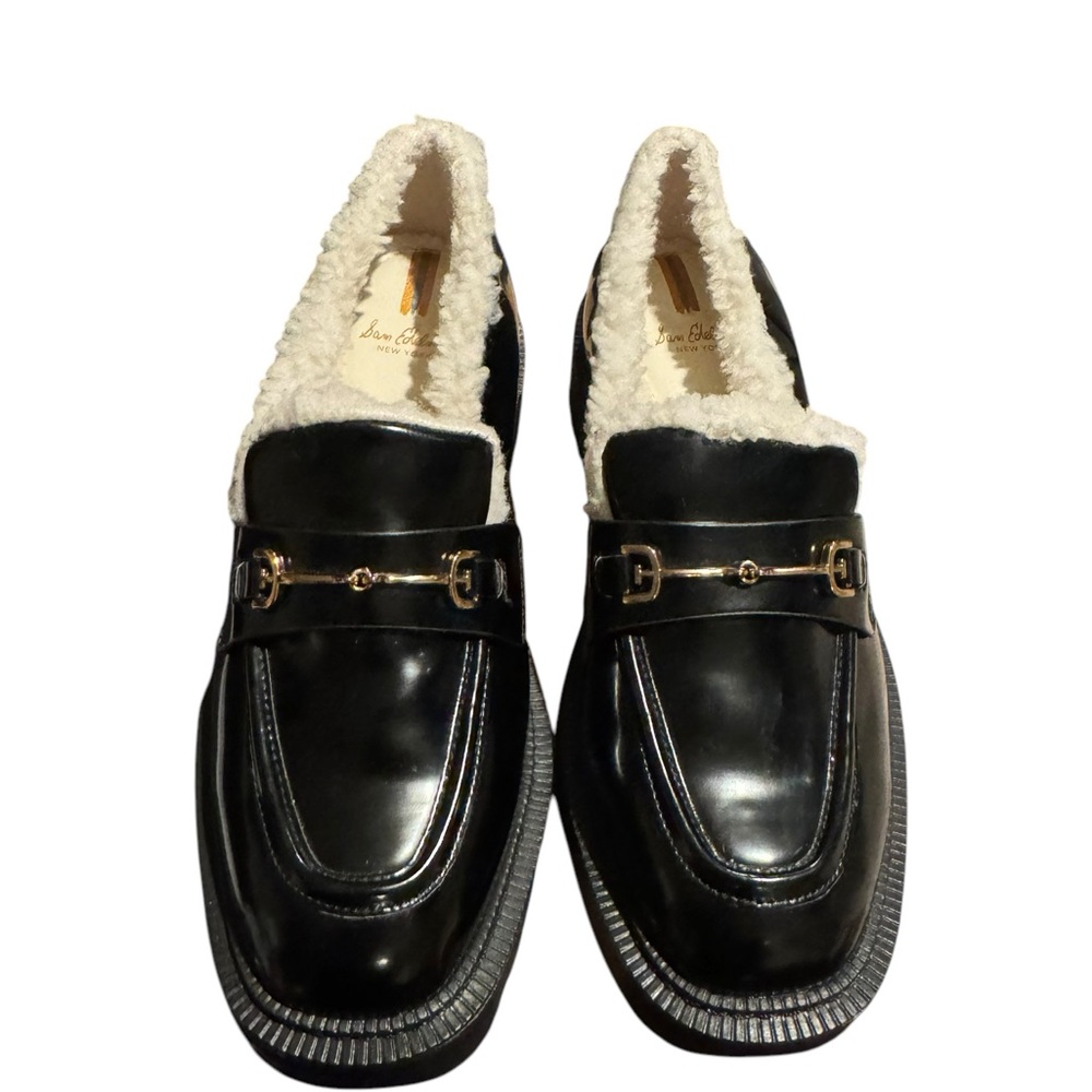 BRAND NEW SAM EDELMAN Women's Laurs Faux-Fur Lug-Sole Tailored Loafers size 7.